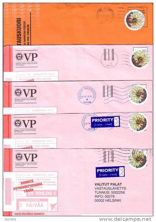 10 GOOD FINLAND Postal Covers 2012 - Good Stamped: Flowers / Dahlia - Five Sets Of 2 2011 - Lettres & Documents