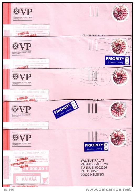 10 GOOD FINLAND Postal Covers 2012 - Good Stamped: Flowers / Dahlia - Five Sets Of 2 2011 - Covers & Documents