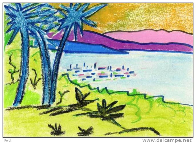 Pastel  Anonyme Sur Carton - Cote D' Azur  (VP 454) - Pastelli