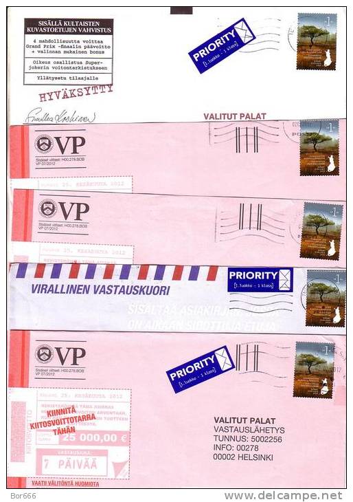 5 GOOD FINLAND Postal Covers 2012 - Good Stamped: Torronsuo Natonal Park 2010 - Covers & Documents