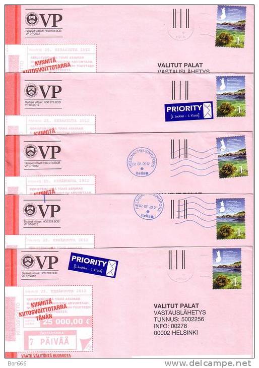 5 GOOD FINLAND Postal Covers 2012 - Good Stamped: Bottenhavets Natonal Park 2012 - Brieven En Documenten