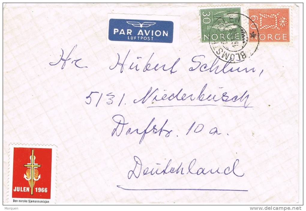 0607. Carta Aerea BLOMSTERDALEN (Noruega) 1966. Label, Cinderella - Storia Postale