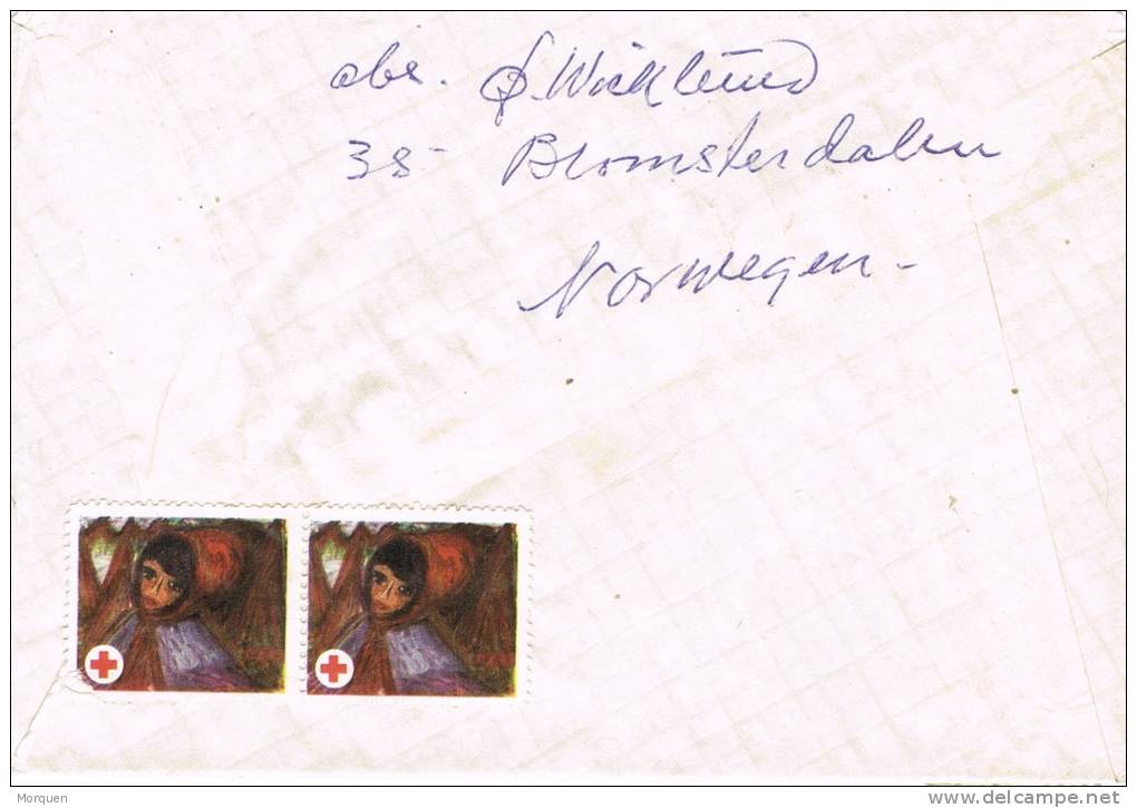 0607. Carta Aerea BLOMSTERDALEN (Noruega) 1966. Label, Cinderella - Brieven En Documenten