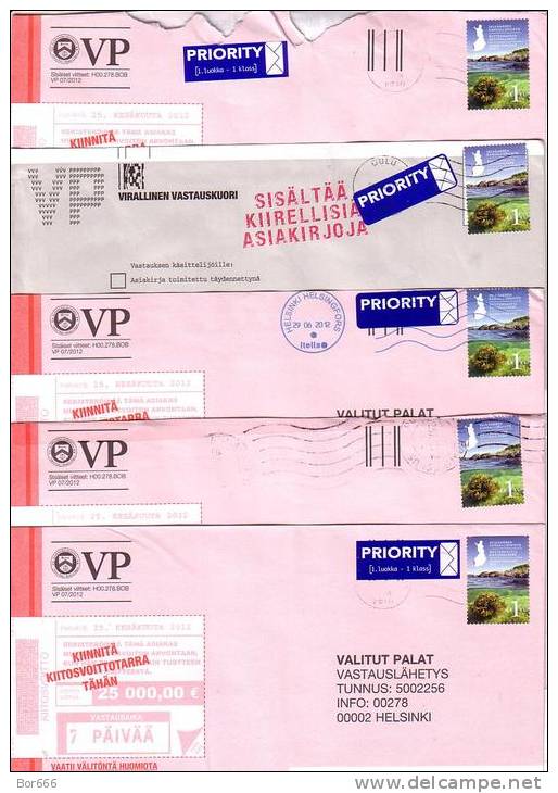 5 GOOD FINLAND Postal Covers 2012 - Good Stamped: Bottenhavets Natonal Park 2012 - Brieven En Documenten