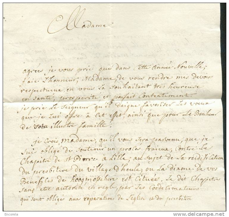 Enveloppe Avec Contenu De COURTRAY En 1773 Vers Boulers Près De Grammont; Port ´3´ + Contenu (3 Pages) Signé Delport Bén - 1714-1794 (Oesterreichische Niederlande)