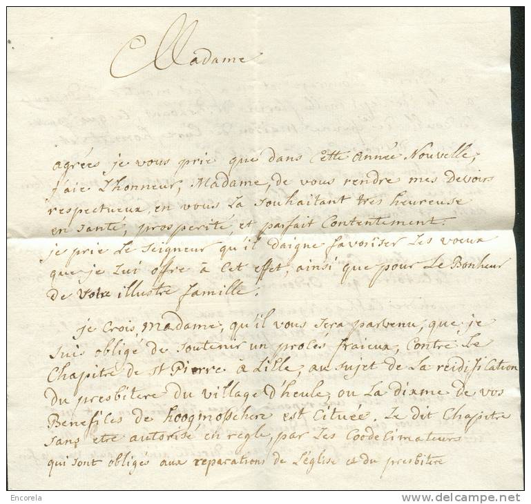 Enveloppe Avec Contenu De COURTRAY En 1773 Vers Boulers Près De Grammont; Port ´3´ + Contenu (3 Pages) Signé Delport Bén - 1714-1794 (Oostenrijkse Nederlanden)