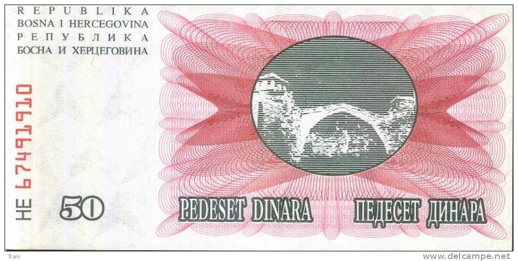 BANCONOTA DELLA BOSNIA ERZEGOVINA - 50 Dinara - Bosnie-Herzegovine