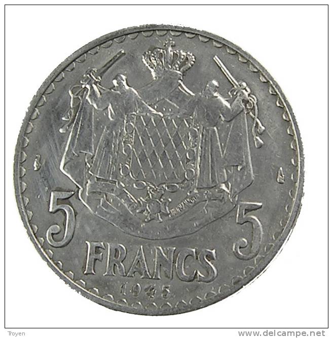 Monaco - 5 Franc -1945 - Alu - TB+ - 1922-1949 Louis II
