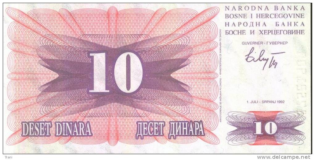 BANCONOTA DELLA BOSNIA ERZEGOVINA - 10 Dinara - Bosnia And Herzegovina