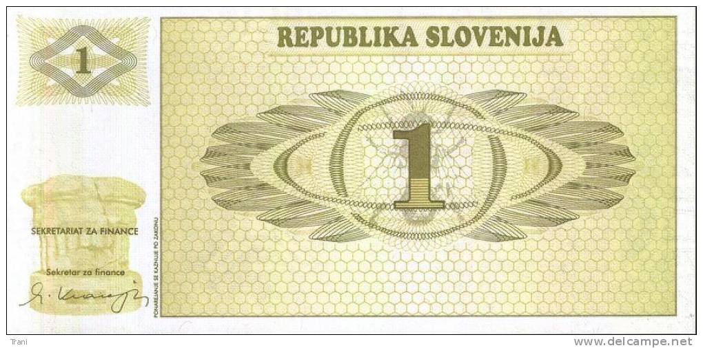 BANCONOTA DELLA SLOVENIA - 1 Tolar - Slovenia