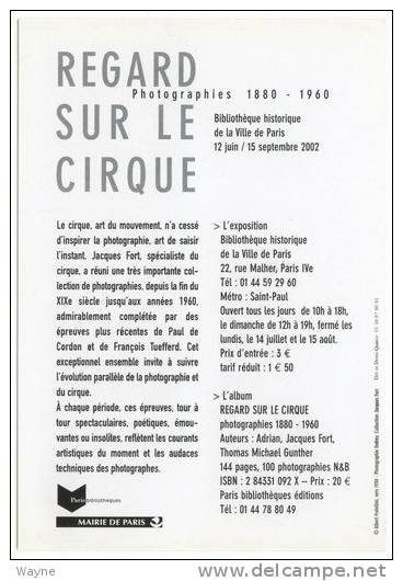 CP Publicitaire - ALBERT FRATELLINI - Exposition Regard Sur Le Cirque - Cirque