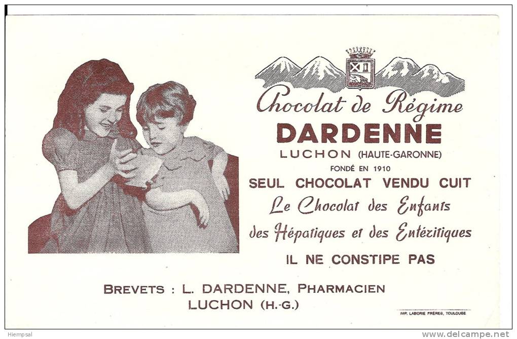 Buvard   CHOCOLAT  DE REGIME   DARDENNE - Cocoa & Chocolat