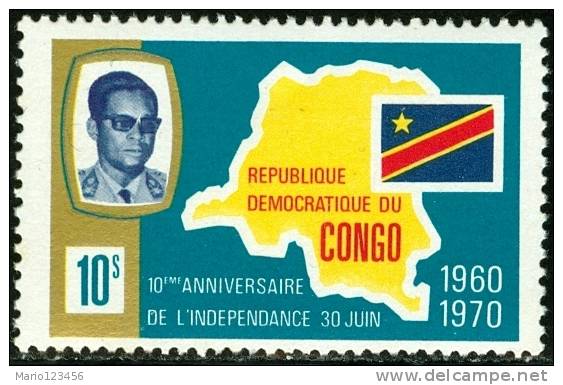 REPUBBLICA DEMOCRATICA DEL CONGO, 1970, 10e Anniversary Of The Independence, NUOVO (MLH*), Scott 663 - Ungebraucht
