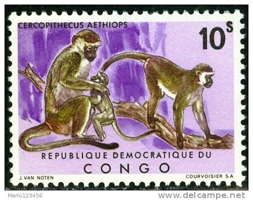 REPUBBLICA DEMOCRATICA DEL CONGO, 1971, MONKEYS, FRANCOBOLLO NUOVO (MNH**), Scott 735 - Mint/hinged