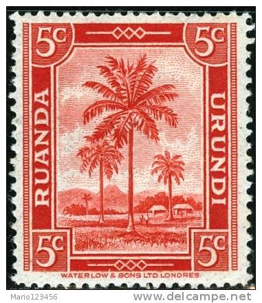 RUANDA URUNDI, 1942, FLORA, PALME, FRANCOBOLLO NUOVO (MLH*), Scott 68, YT 126, Bel 126, Michel 79 - Nuovi