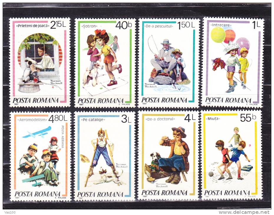 ROUMANIE 1981 ENFANTS JEUX Yvert 3356-3362 NEUF** MNH Cote : 3.60 Euro - Ongebruikt