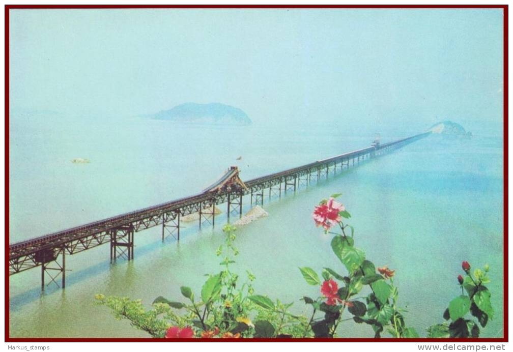 DPR North Korea - 4 Propaganda Postcards, Waterfall, Bridges, Tourism, Folk Balet - Korea, North