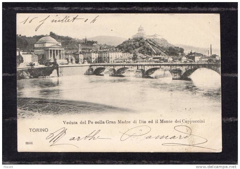 33526      Italia,  Torino -   Veduta  Del  Po   Colla Gran  Madre  Di  Dio  Ed  Il  Monte Dei  Cappuccini,  VG  1904 - Fiume Po