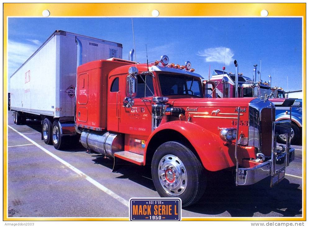 FICHE CARTONNE 25x18.5 CM CAMION DOC.AU DOS VOIR SCAN SERIE AGE D´OR MARK SERIE L 1950 - Trucks