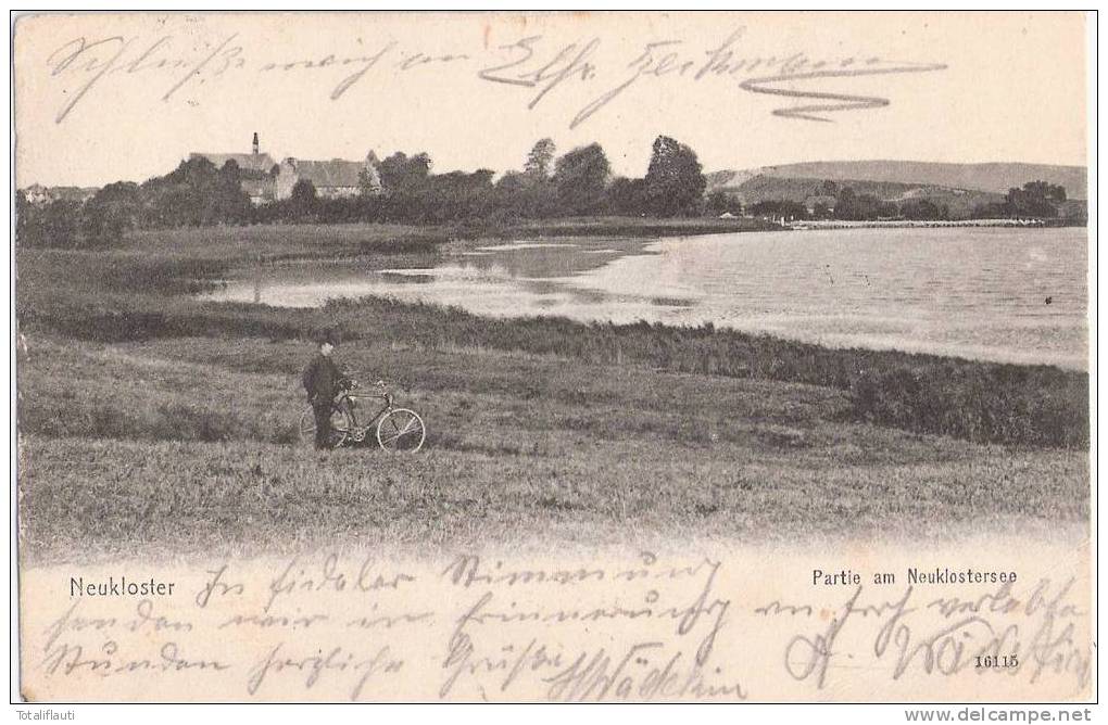 Neukloster Mann M Fahrrad Am See 3x Weitergeleitet Krems Donau Prag Golden Engel 12.8.1909 Gelaufen - Neukloster