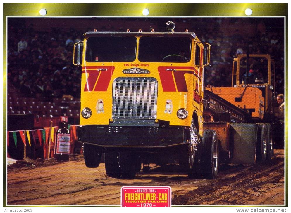 FICHE CARTONNE 25x18.5 CM CAMION DOC.AU DOS VOIR SCAN SERIE COMPETITION FREIGHTLINER CAB 1970 - Trucks