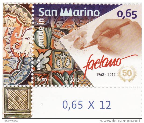 P - 2012 San Marino - Ceramica Del Faetano - Unused Stamps