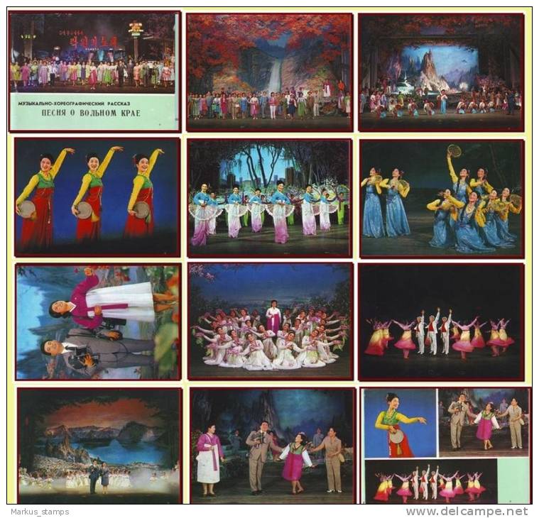 DPR North Korea - Musical Propaganda Booklet With 10 Postcards, Patriotic Dance & Opera, Ballet - Dance