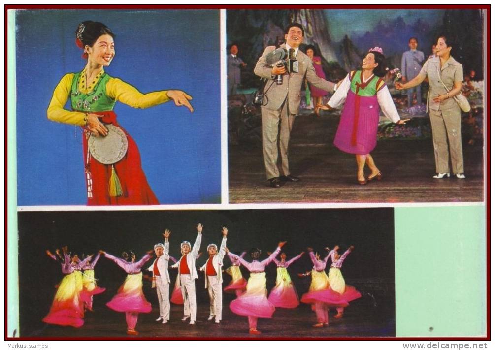 DPR North Korea - Musical Propaganda booklet with 10 postcards, patriotic dance & opera, ballet