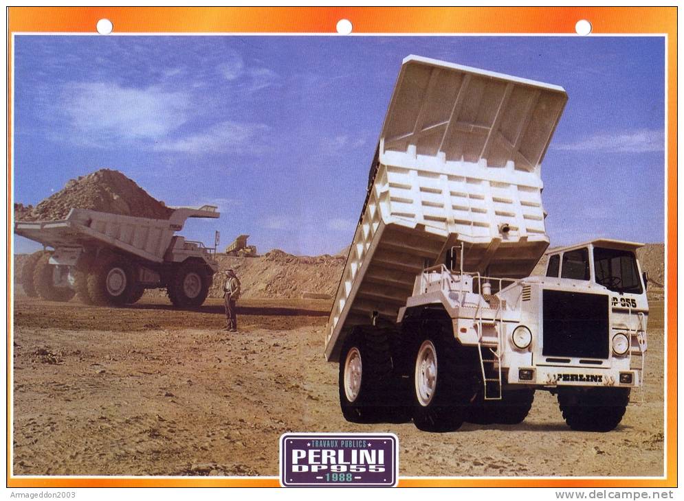 FICHE CARTONNE 25x18.5 CM CAMION DOC.AU DOS VOIR SCAN SERIE TRAVAUX PUBLICS 1988 BERLINI DP955 - LKW