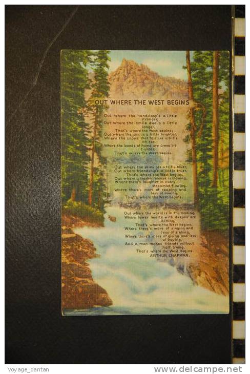 CP, Poem Of The West, The Rockies, Out Where The West Begins Par Arthur Chapman - Andere & Zonder Classificatie