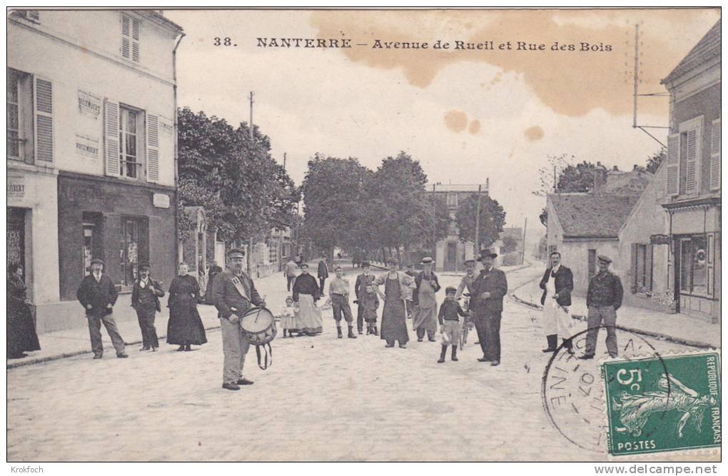 Nanterre 92 - Avenue De Rueil Et Rue Des Bois - Garde Champêtre - !!! Tâches 1907 - Nanterre