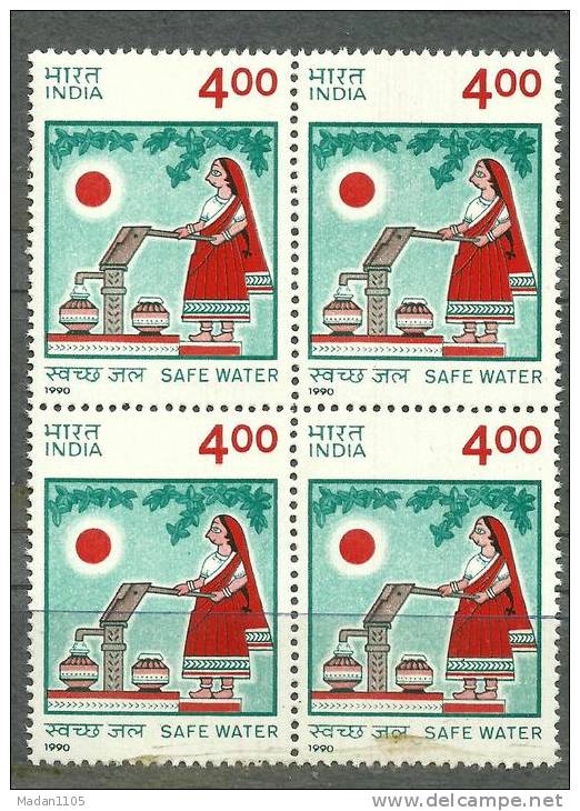 INDIA, 1990, Safe Drinking Water, Block Of 4,  MNH, (**) - Nuevos