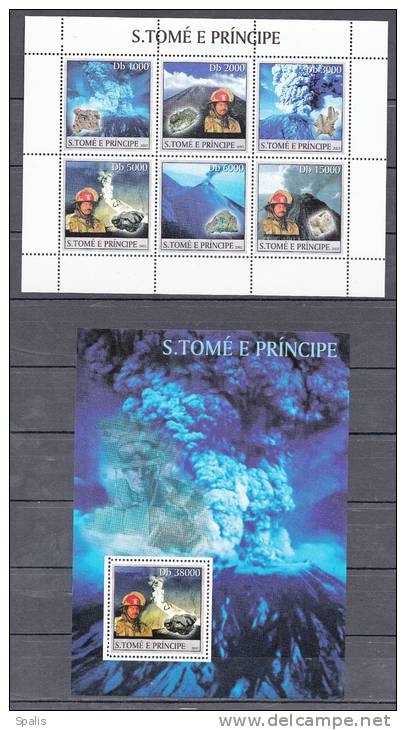 St.Tome 2003 Michell Nr 1981-8,bl 1993 MNH Volcanoes,minerales - Volcanos