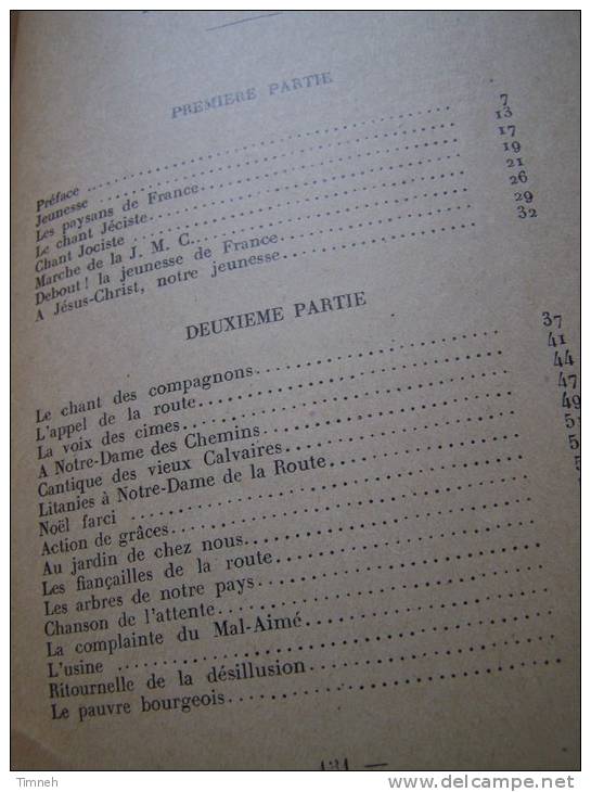 JEUNESSE RECUEIL DES CHANTS DE L A.C.J.F. Par Joseph FOLLIET SPES 1932 - Musik