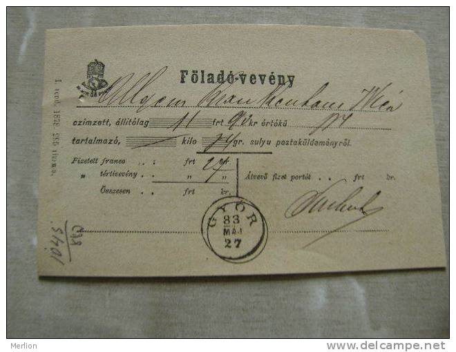 Hungary GYÖR -RAAB -Föladó-vevény   Recepisse   1883   D84257.13 - Covers & Documents