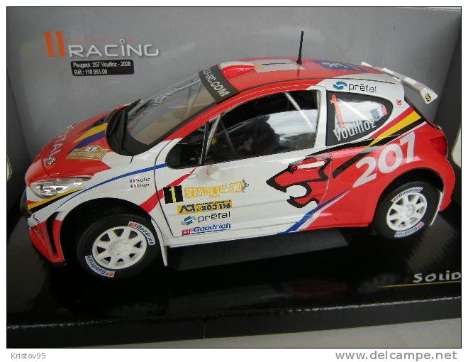 PEUGEOT 207 WRC #1 SAN REMO RALLY 2008 VOUILLOZ KLINGER SOLIDO 118951 1/18 - Solido