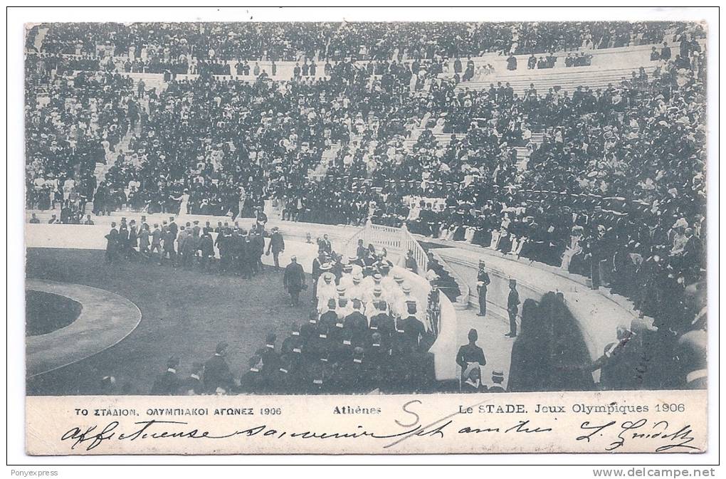 Carte Postale Voyagée: Athènes Le Stade. J.O. 1906 - Ete 1896: Athènes