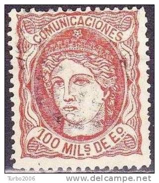 Espagne 1870 Figure Allegorique 100 M Brun-rouge Y&T 108 - Gebraucht