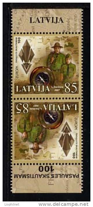 LETTONIE 2007, EUROPA, SCOUTS, 2 Valeur Tete-beche, Neufs / Mint. R1221TB - 2007