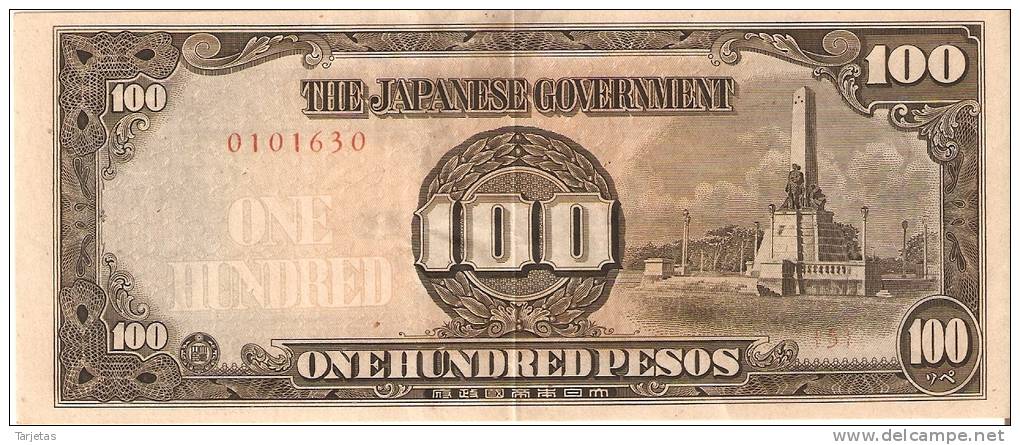 BILLETE DE JAPON DE 100 PESOS DE LA OCUPACION DE FILIPINAS   (BANKNOTE) - Japón