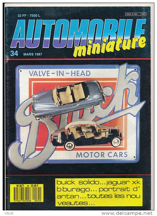 AUTOMOBILE MINIATURE, N° 34 (mars 1987) : Buick Solido, Jaguar Burago, Politoys, Oldtimer De Schuco, Marché Miniature... - Revues