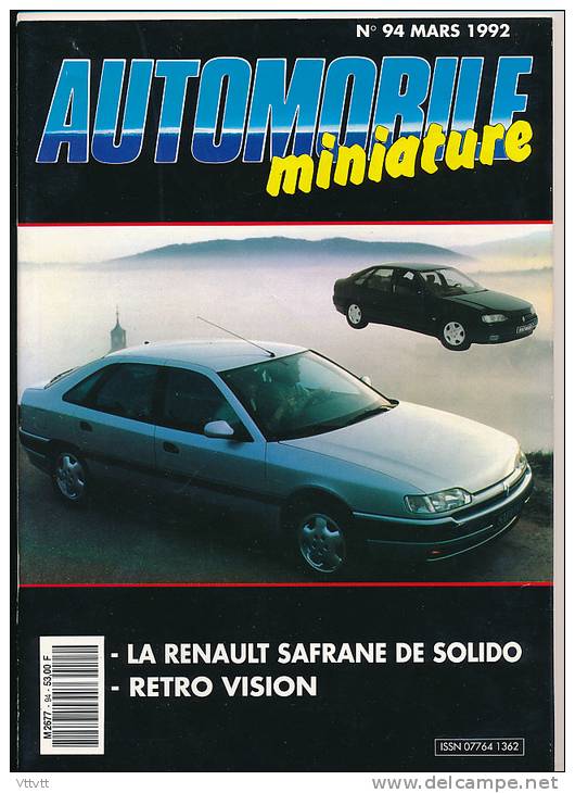 AUTOMOBILE MINIATURE, N° 94 (mars1992) : Lamborgini B-Burago, Ars, Mira, Kyosho, Solido, Lesney-Matchbox, Spot-On... - Revues