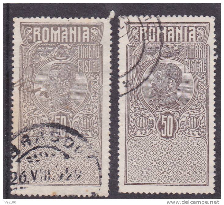 REVENUE,FISCAUX,2 DIF. COLOR Stamps,Romania. - Fiscales