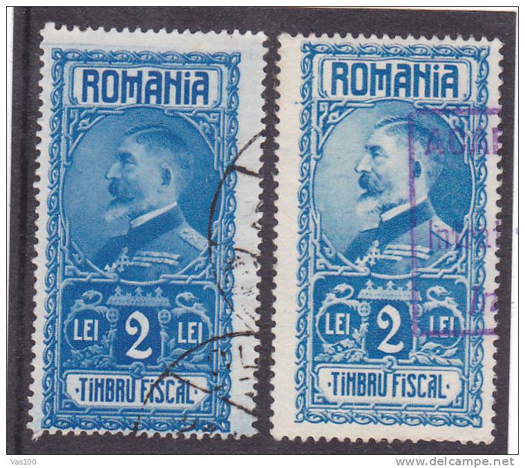 REVENUE,FISCAUX,2 DIF. COLOR Stamps,Romania. - Fiscales