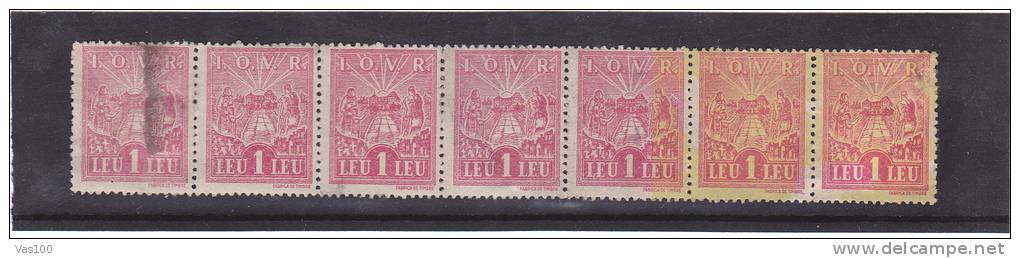 REVENUE,FISCAUX,IOVR STRIP 7 STAMPS,Romania. - Fiscales