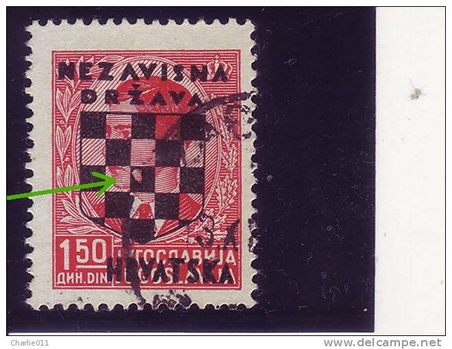 COAT OF ARMS--1-50 DIN-OVERPRINT-NDH-ERROR-CROATIA-1941 - Croatia