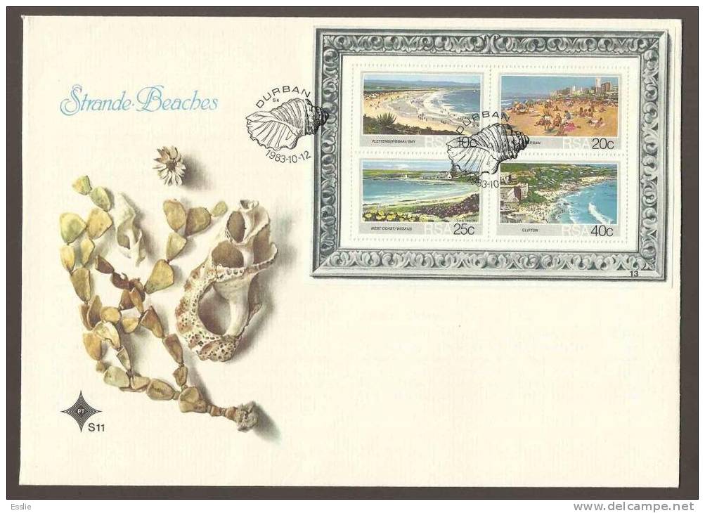 South Africa - 1983 - Beaches - Miniature Sheet On FDC - Briefe U. Dokumente