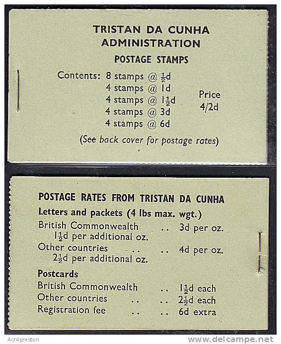 G0008 Tristan Da Cunha 1965, SG SB4 Stamp Booklet MNH, Panes Upright - Tristan Da Cunha