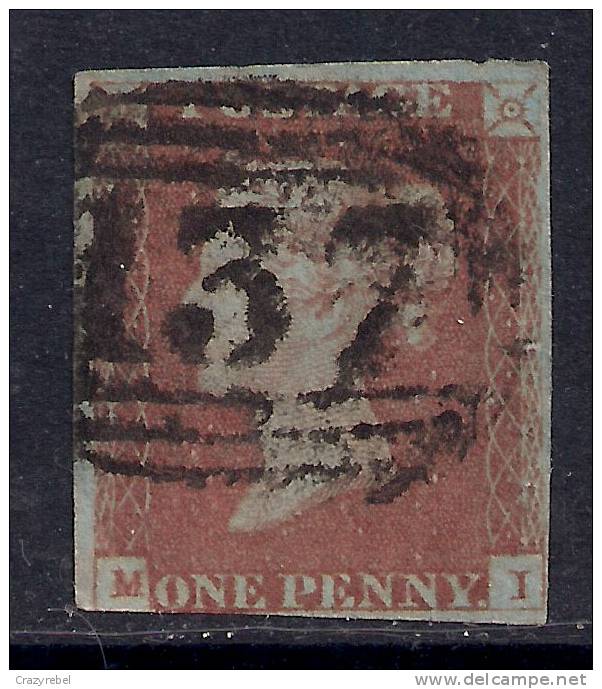 GB 1841 QV 1d PENNY RED IMPERF BLUED PAPER ( M & I ) USED STAMP PMK 137 WMK 2.( D903) - Gebraucht