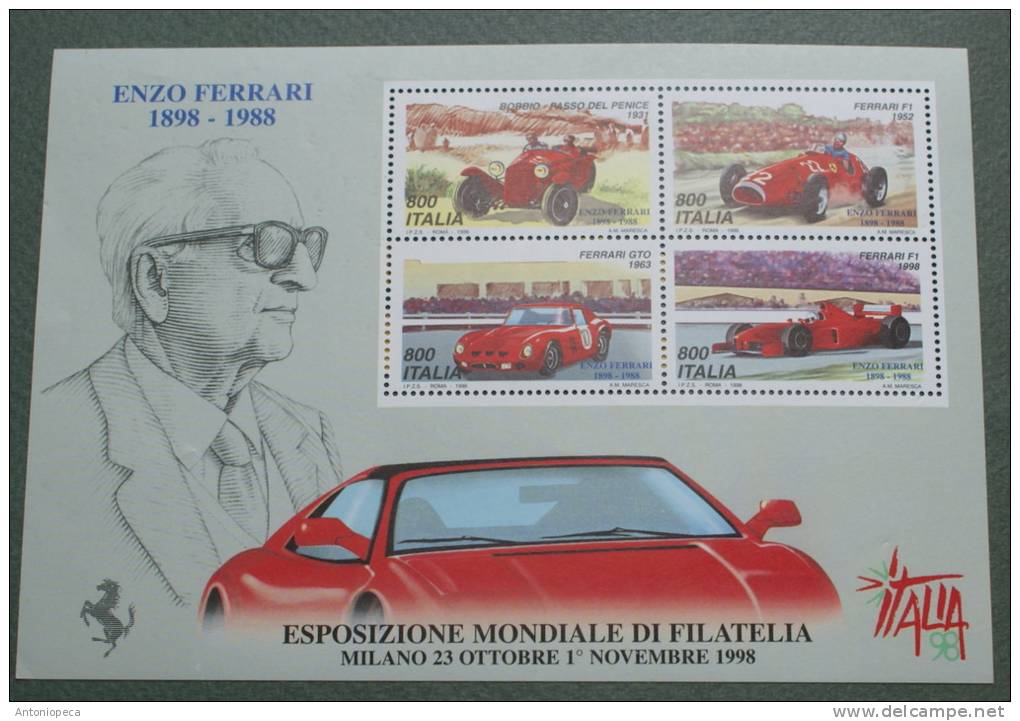 ITALY 1988 - SHEET WORLD EXPO MILANO - ENZO FERRARI MNH** - Blocks & Sheetlets